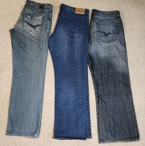 BKE, IZOD (not worn), Guess 3 Men's Blue Jeans bundle EUC
